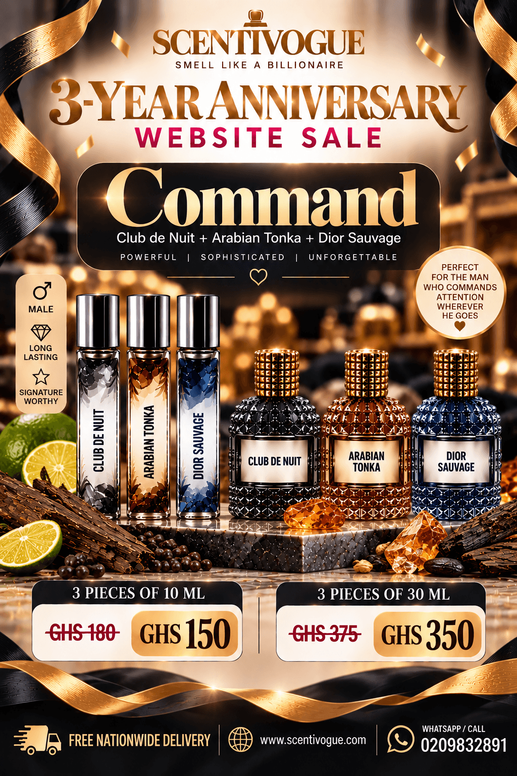 Command- Dior Sauvage, Club de nuit, Arabian Tonka